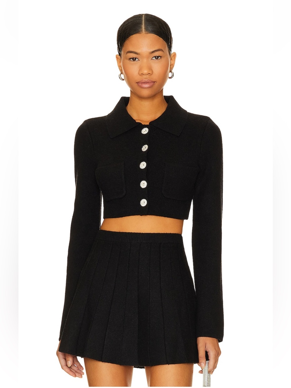 MAJORELLE Cropped Knit Cardigan - Black - Never worn